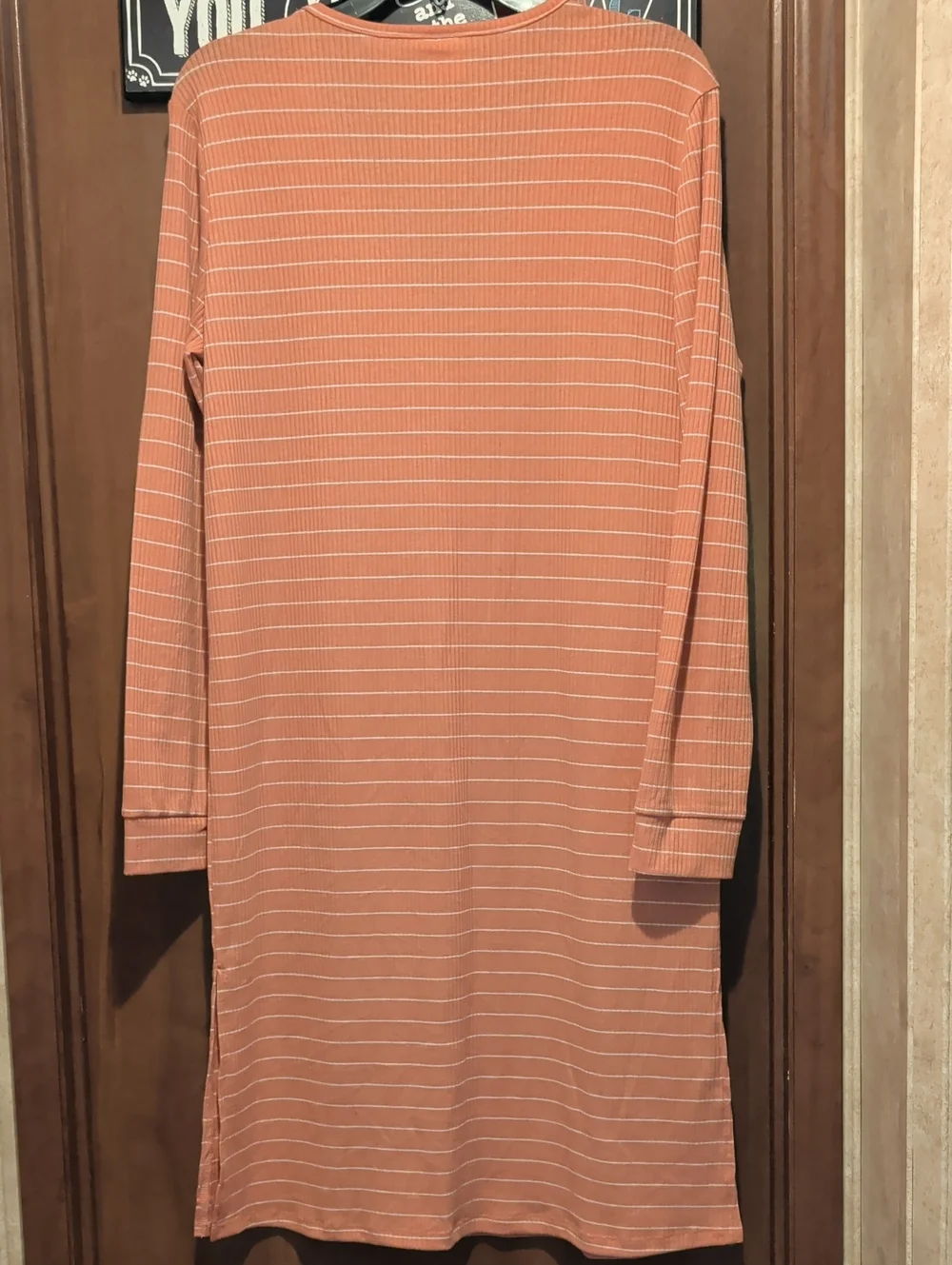 Costal Cardigan Striped V-Neck Button-Front Midi Dress in Coral